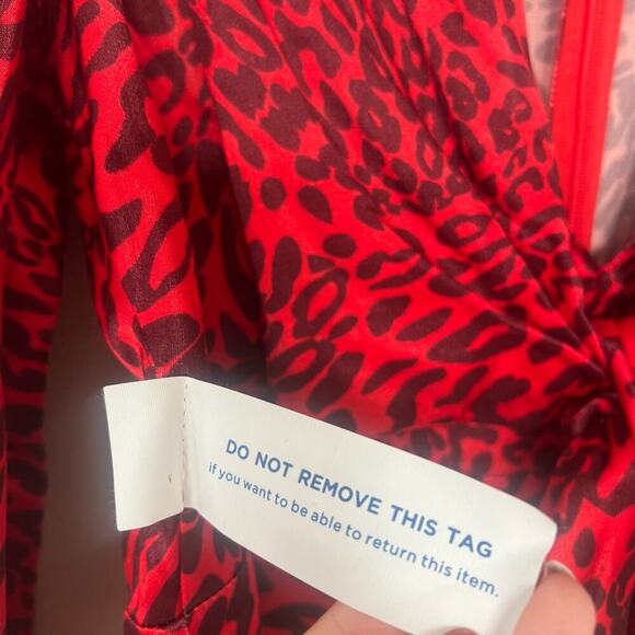 NWOT Fame & Partners Red Leopard Print Long Sleeve Mini Dress - Picture 6 of 8